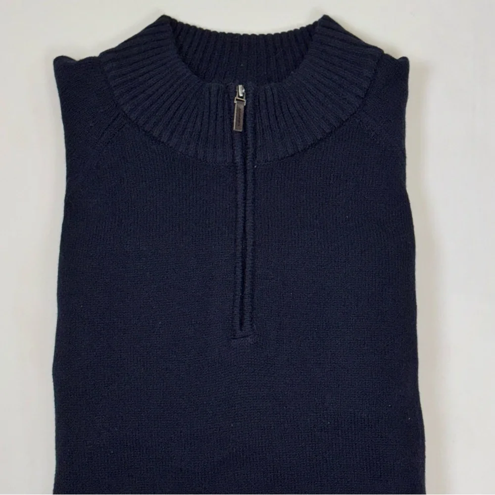 G.H. Bass & Co. Men's XL Navy Zip-Up Sweater Cotton/Wool Blend